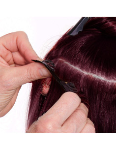 Extension 4 Clips rouge acajou ondulé long 50 cm Ruban... 2