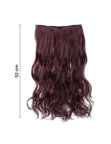Extension 4 Clips rouge acajou ondulé long 50 cm Ruban Synthétique Faux Cheveux