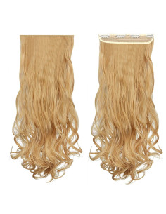 Extension 4 clips blond foncé ondulé long 50cm bande...