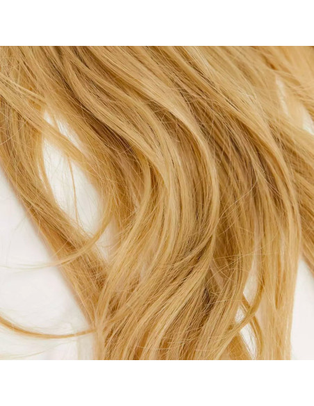 Extension 4 clips blond foncé ondulé long 50cm bande synthétique faux cheveux