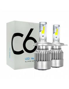 Paire d'ampoules LED H4 C6 pour phares de voiture moto 3800LM 36W lum. blanche