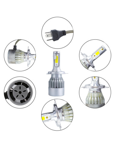 Paire d'ampoules LED H4 C6 pour phares de...