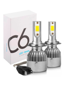 Paire d'ampoules LED H7 C6 pour phares de voiture moto...