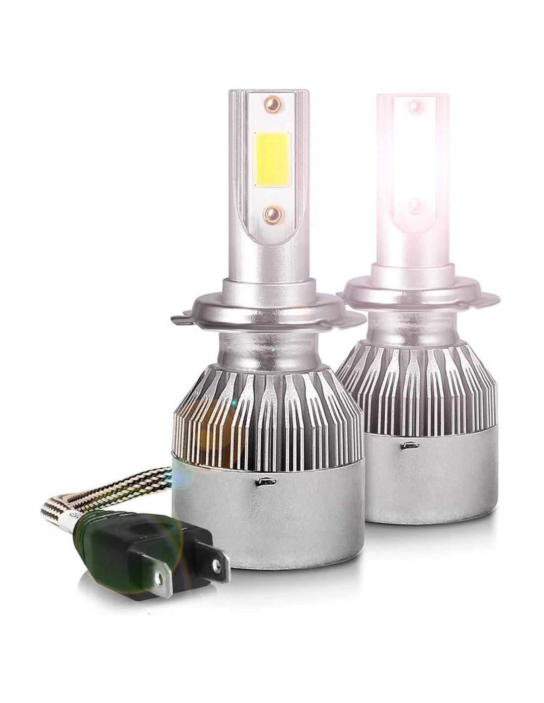 Paire d'ampoules LED H7 C6 pour phares de voiture moto 3800LM 36W lumièr  blanche