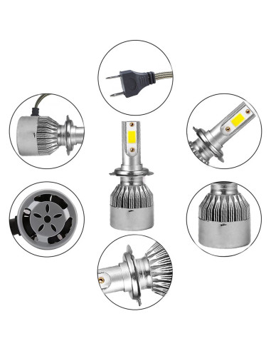 Paire d'ampoules LED H7 C6 pour phares de...