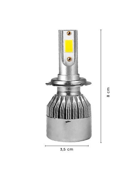 Paire d'ampoules LED H7 C6 pour phares de voiture moto 3800LM 36W lumièr blanche