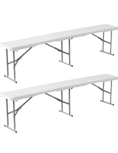 Pack de 2 bancs pliants en plastique blanc pour...