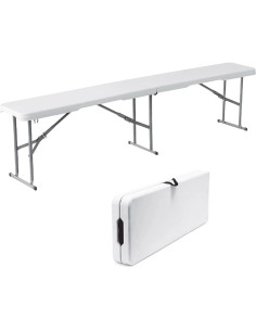 Pack de 2 bancs pliants en plastique blanc pour... 2