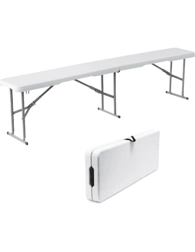 Pack de 2 bancs pliants en plastique blanc pour...