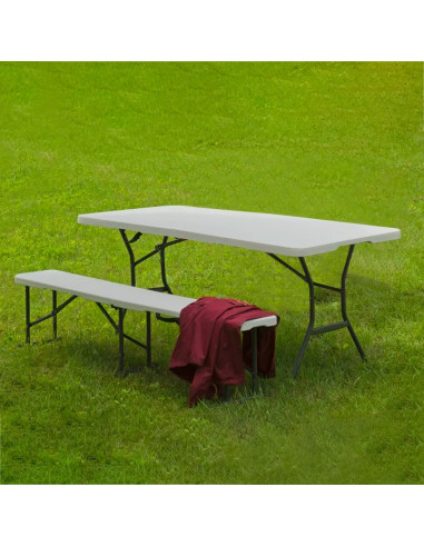 Pack de 2 bancs pliants en plastique blanc pour...