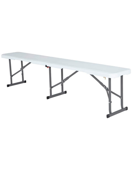 Pack de 2 bancs pliants en plastique blanc pour pique-nique et camping