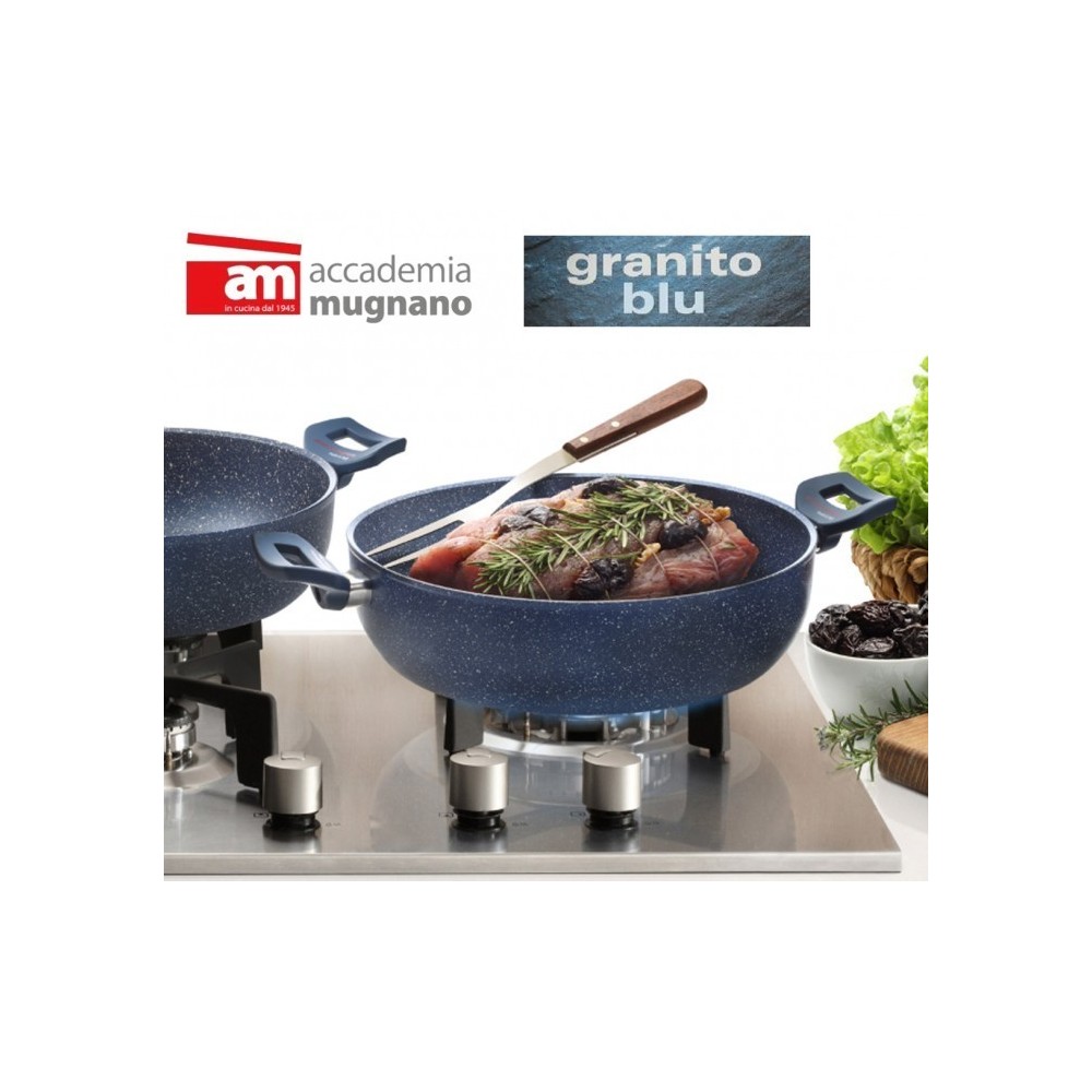 Poêle / Sauteuse diam 28cm effet pierre antiadherente - REVÊTEMENT DIAMOND TECH - ACCADEMIA MUGNANO GRANITO BLU