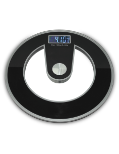 Pèse-personne électronique digital en verre trempé 180Kg rond Noir