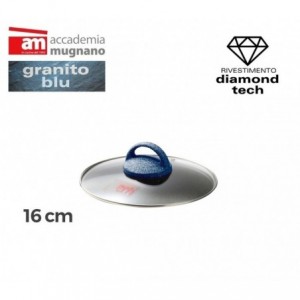 Couvercle en verre casserole / poéle - diamétre 16 cm - Accademia Mugnano Cuore di Pietra - GRANIT BLU -
