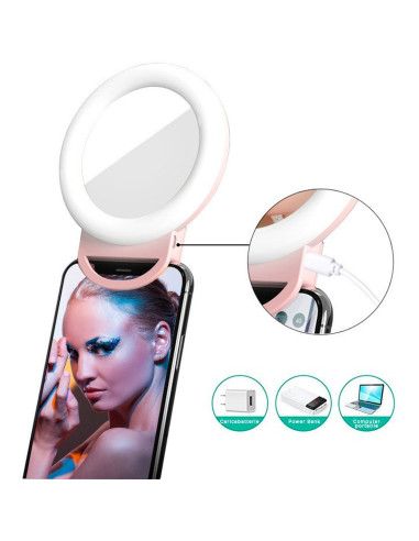 Selfie Ring Light Smartphone avec Pince Flash...