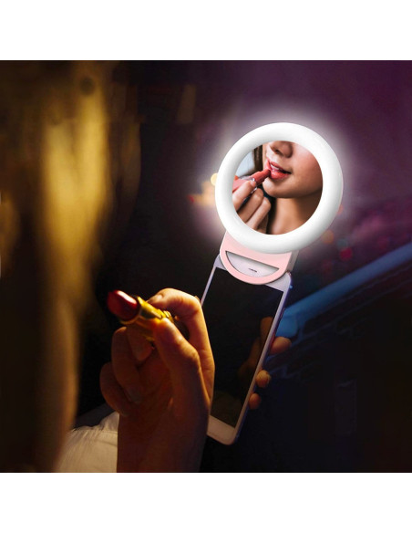 Selfie Ring Light Smartphone avec Pince Flash LED RGB Portable Ring Light