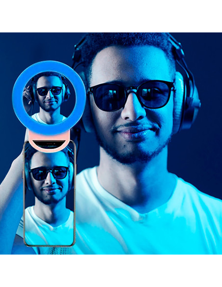 Selfie Ring Light Smartphone avec Pince Flash LED RGB Portable Ring Light