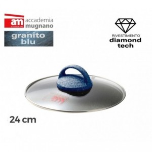 Couvercle en verre casserole / poéle - diamétre 24 cm - Accademia Mugnano Cuore di Pietra - GRANIT BLU 