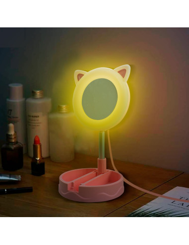 Miroir éclairé pour smartphone avec anneau...