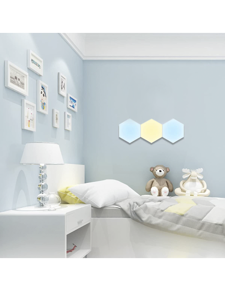 3pcs RGB Hexagonal LED Light Spots Applique murale avec télécommande