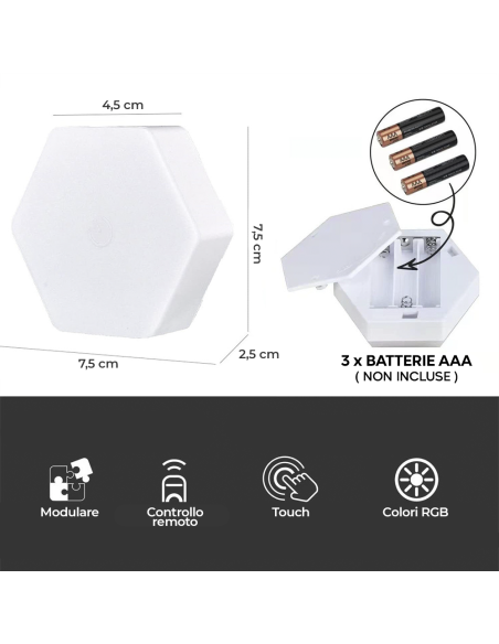 3pcs RGB Hexagonal LED Light Spots Applique murale avec télécommande