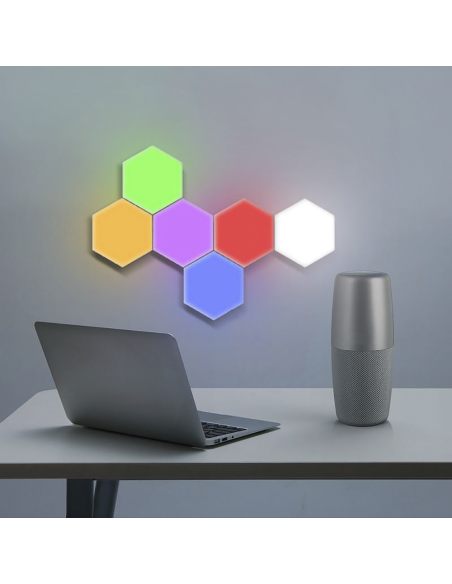 6pcs RGB Hexagonal LED Ampoules Applique Murale avec Télécommande