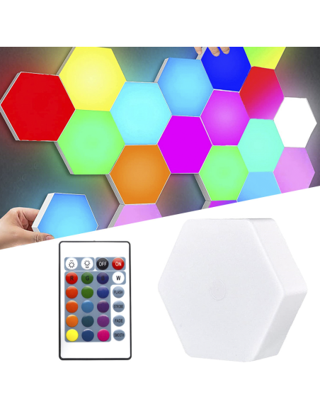6pcs RGB Hexagonal LED Ampoules Applique Murale avec Télécommande