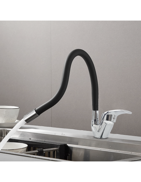 Robinet mitigeur flexible pivotant pour évier de cuisine