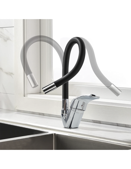 Robinet mitigeur flexible pivotant pour évier de cuisine