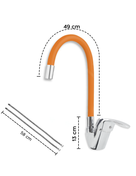 Robinet mitigeur flexible pivotant pour évier de cuisine