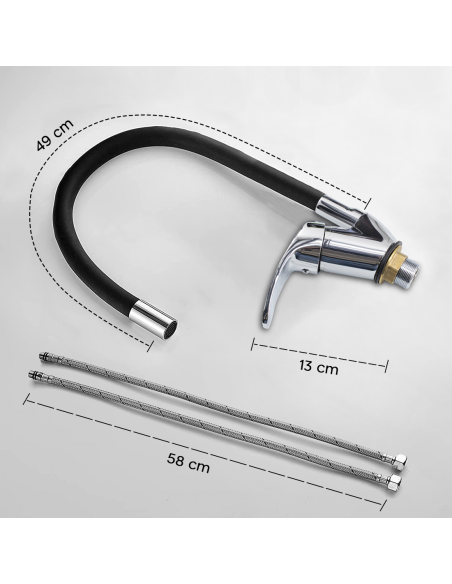 Robinet mitigeur flexible pivotant pour évier de cuisine
