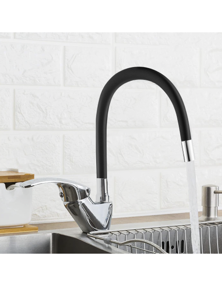Robinet mitigeur flexible pivotant pour évier de cuisine