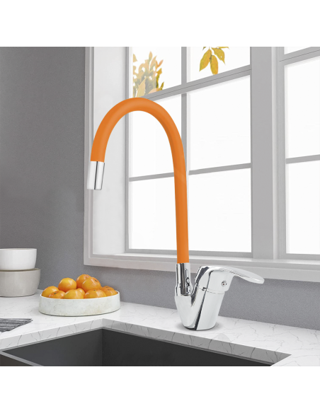 Robinet mitigeur flexible pivotant pour évier de cuisine