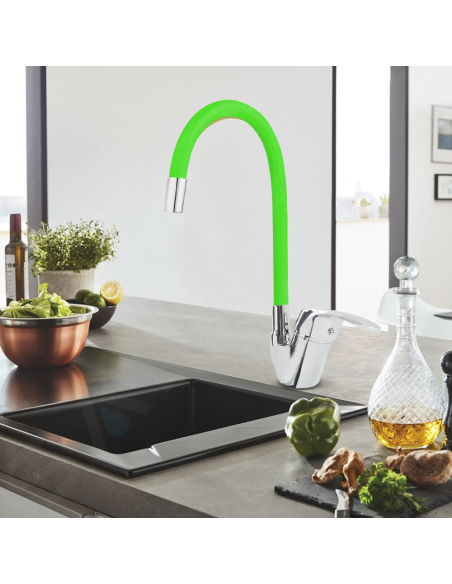 Robinet mitigeur flexible pivotant pour évier de cuisine
