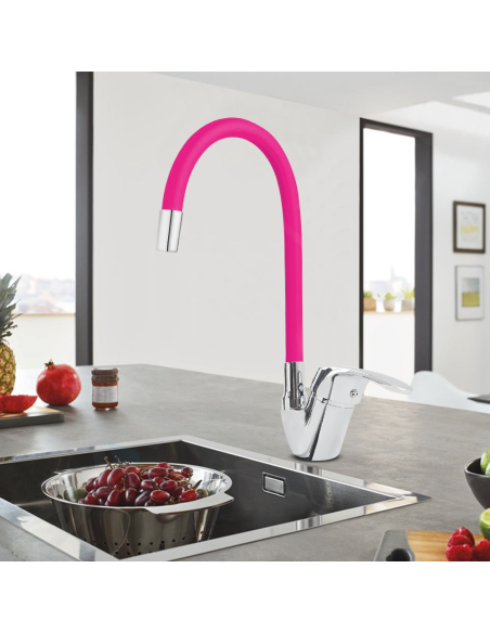 Robinet mitigeur flexible pivotant pour évier de cuisine