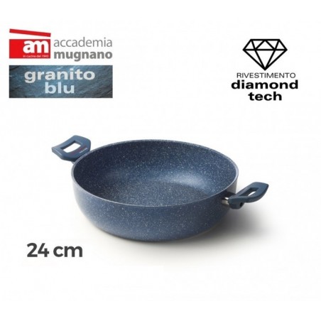 Poêle / Sauteuse 2 manches diam 24cm effet pierre antiadherente - REVÊTEMENT DIAMOND TECH - ACCADEMIA MUGNANO GRANITO BLU 