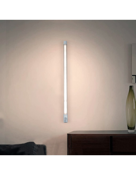 Réglette 48 LED lumière naturelle armoire 58cm détecteur mouvement rechargeable