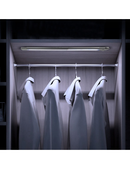 Strip 48 LED lumière froide armoire 58cm avec détecteur mouvement rechargeable