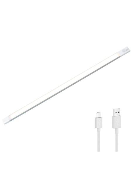 Bande lumière chaude 48 LED armoire 58 cm avec détecteur mouvement rechargeable