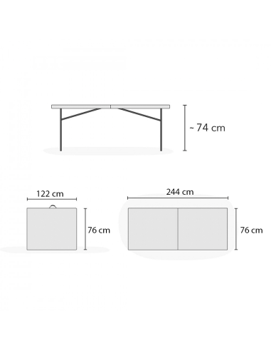Set de table 2 bancs pliants en plastique blanc...