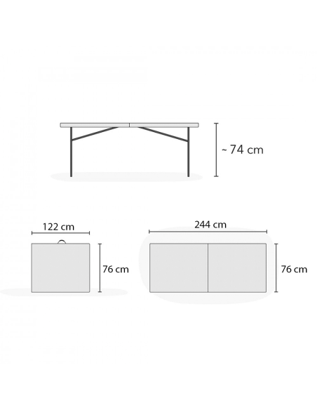Set de table 2 bancs pliants en plastique blanc pour jardin, camping, bar