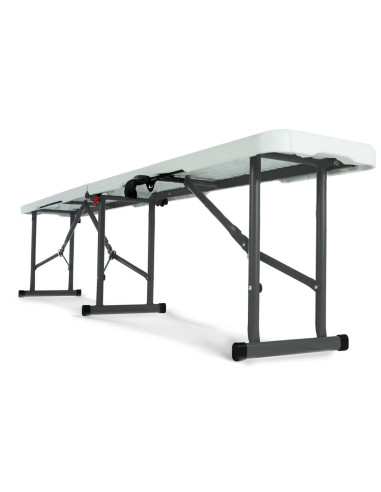 Set de table 2 bancs pliants en plastique blanc...