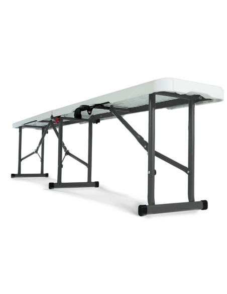 Set de table 2 bancs pliants en plastique blanc pour jardin, camping, bar