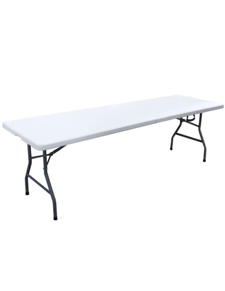Set de table 2 bancs pliants en plastique blanc pour jardin, camping, bar
