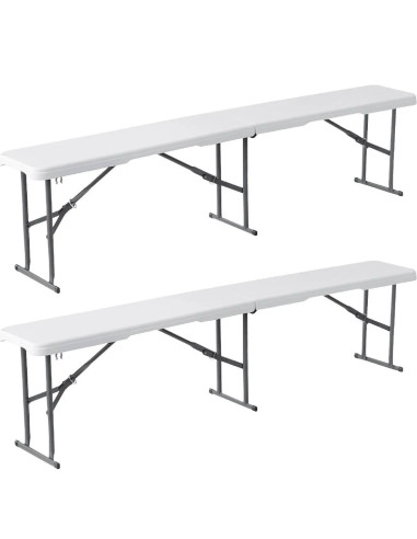 Set de table 2 bancs pliants en plastique blanc...