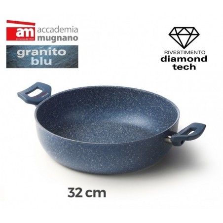 Poêle / Sauteuse 2 manches diam 32cm effet pierre antiadherente - REVÊTEMENT DIAMOND TECH - ACCADEMIA MUGNANO GRANITO BLU 