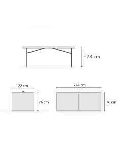 Ensemble table et banc pliants en plastique blanc pour... 2