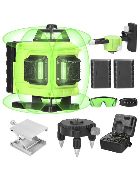 Niveau Laser Vert Croix 16 Lignes Auto-Nivellement 360° Horizontal Vertical