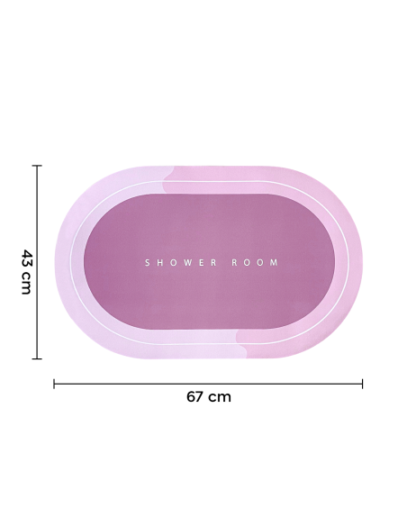 Tapis de douche antidérapant Oval ROSE 43x67cm Microfibre absorbante