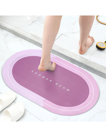 Tapis de douche antidérapant Oval ROSE 43x67cm Microfibre absorbante